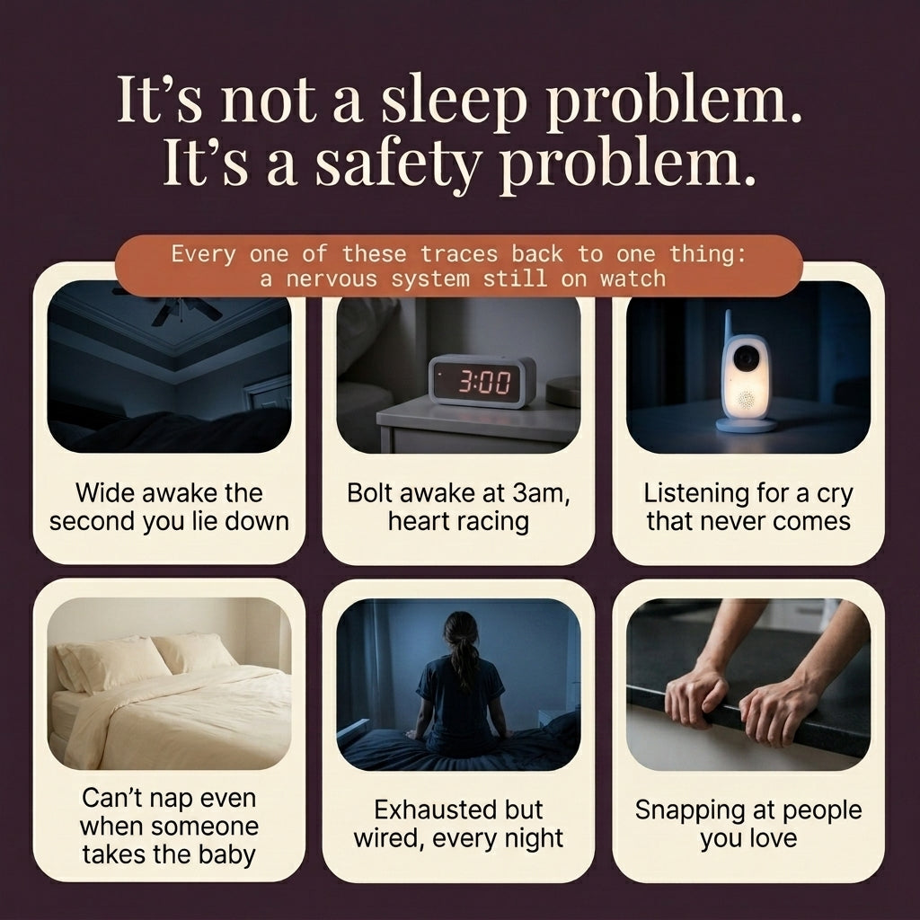 An informational marketing graphic with the headline 'It's not a sleep problem. It's a safety problem.