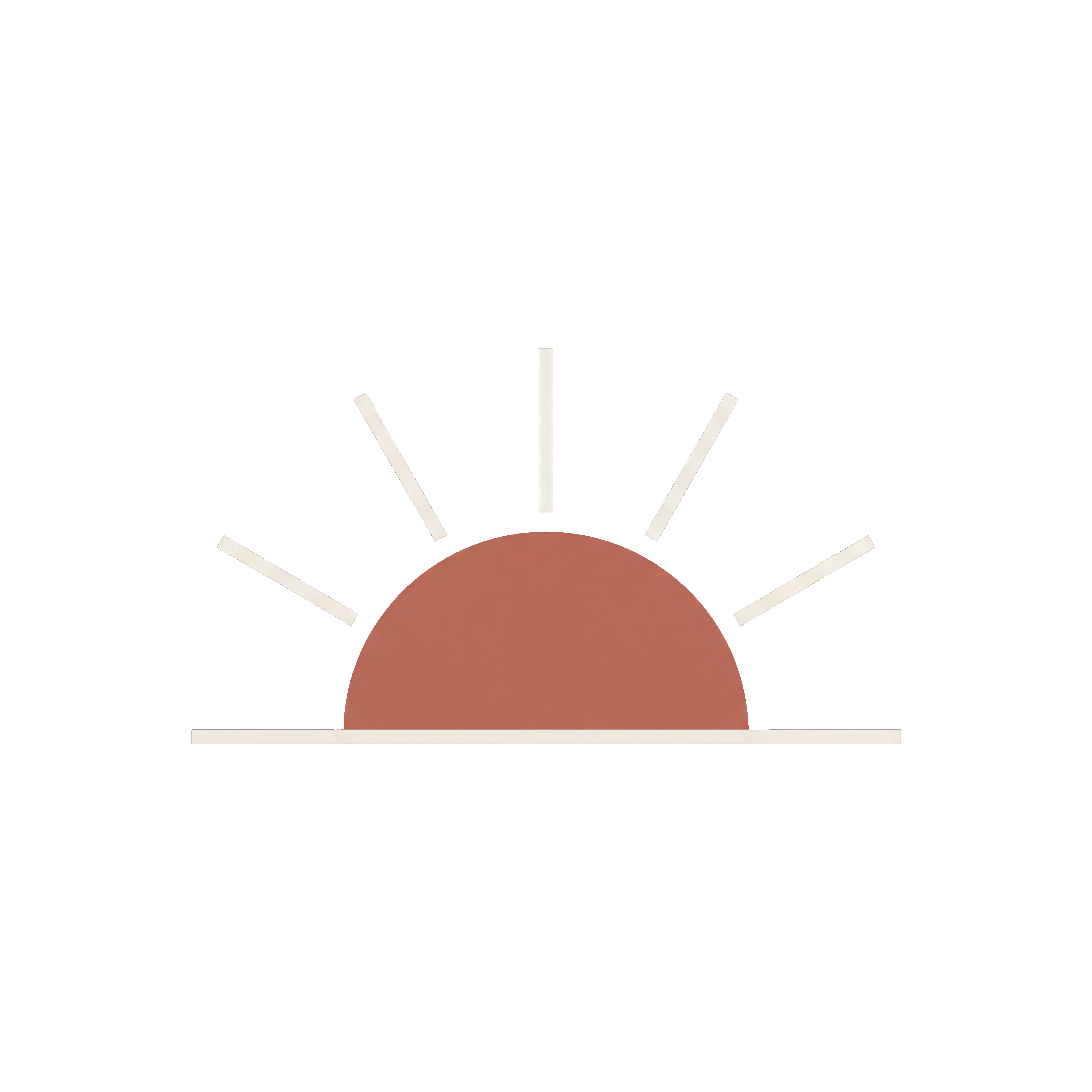 Semi-circle with sun rays on a white background